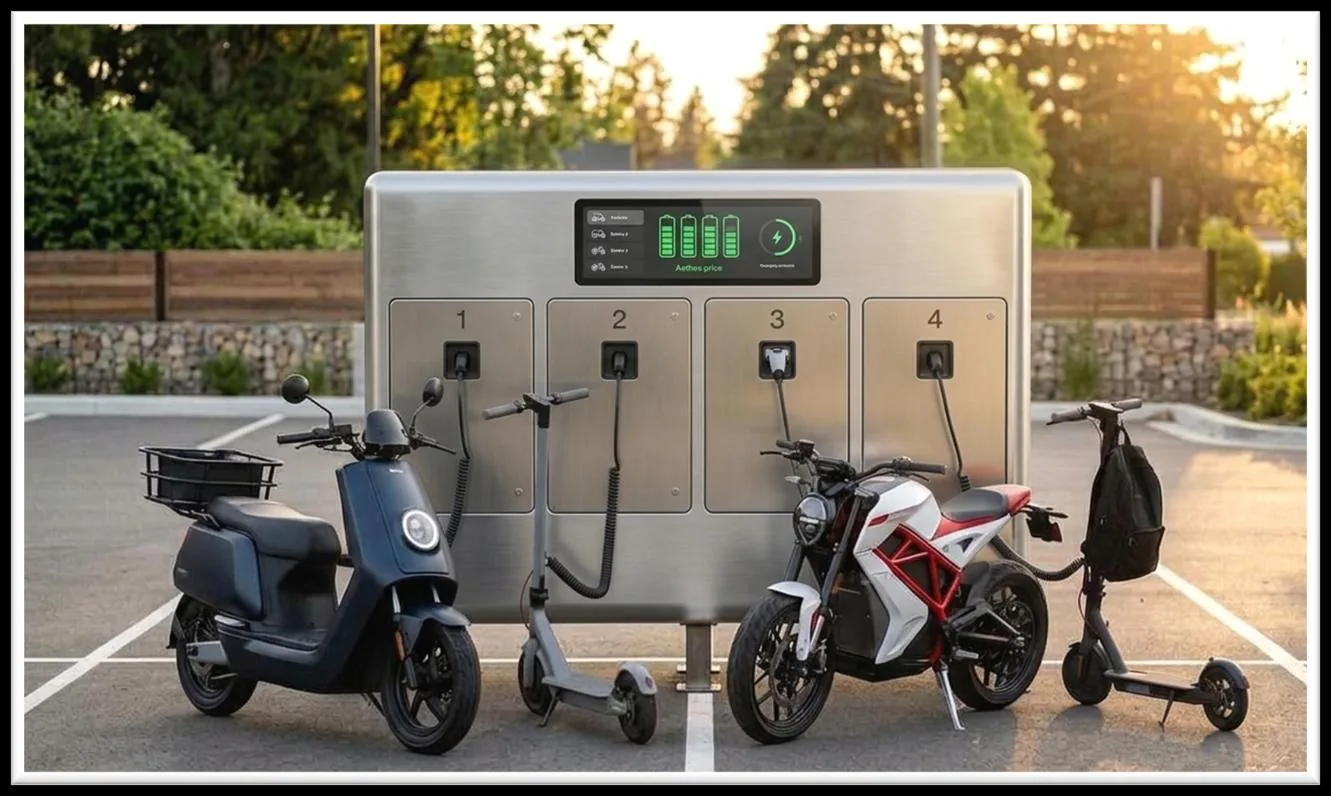 Energy storage paired with a multi-point charging kiosk